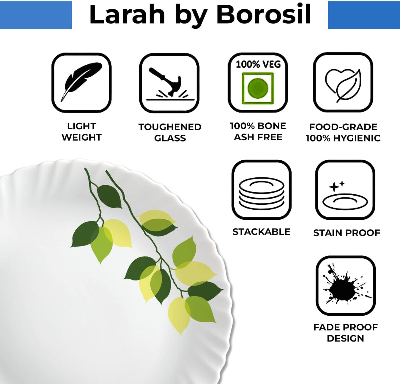 Borosil Gourmet Dinnerware Set Dinner Plates and Bowls Sets