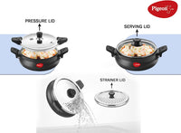 Thumbnail for Pigeon All-In-One Super Aluminum Cooker - Steamer, Cooking Pot, Pressure Cooker, Dutch Oven - For All Cooktops - Quick Cooking of Meat, Soup, Rice, Beans, Idli & more, Hard Anodized