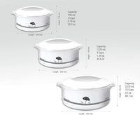 Thumbnail for Milton Treat Hot Pot Insulated Casserole with Stainless Steel Insert, White - 1000/1500/2500 ML - 3PC Set