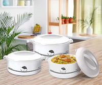 Thumbnail for Milton Treat Hot Pot Insulated Casserole with Stainless Steel Insert, White - 1000/1500/2500 ML - 3PC Set