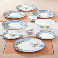 Thumbnail for Larah by Borosil Sapphire Kohinoor Series Opalware Dinner Set | 19 Pcs for Family of 6 | Microwave & Dishwasher Safe | Bone-Ash Free | Crockery Set for Dining & Gifting | Plates & Bowls | White