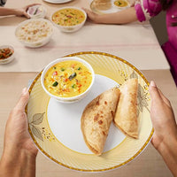 Thumbnail for Larah by Borosil Sapphire Kohinoor Series Opalware Dinner Set | 19 Pcs for Family of 6 | Microwave & Dishwasher Safe | Bone-Ash Free | Crockery Set for Dining & Gifting | Plates & Bowls | White