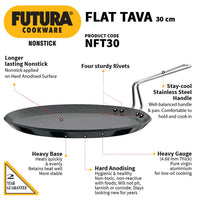 Thumbnail for Hawkins Futura Nonstick Flat Tava, Diameter 30 cm, Thickness 4.88 mm, Black (NFT30)