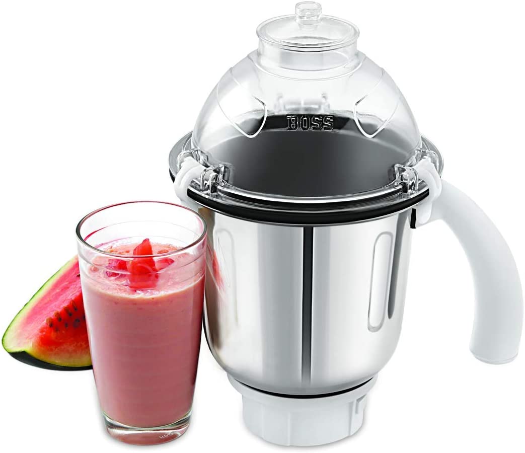 BOSS Crown Mixer Grinder, Jar Capacity: Wet Jar-1400 Dry Jar-1150 Chutney Jar-450 ML, White & Grey