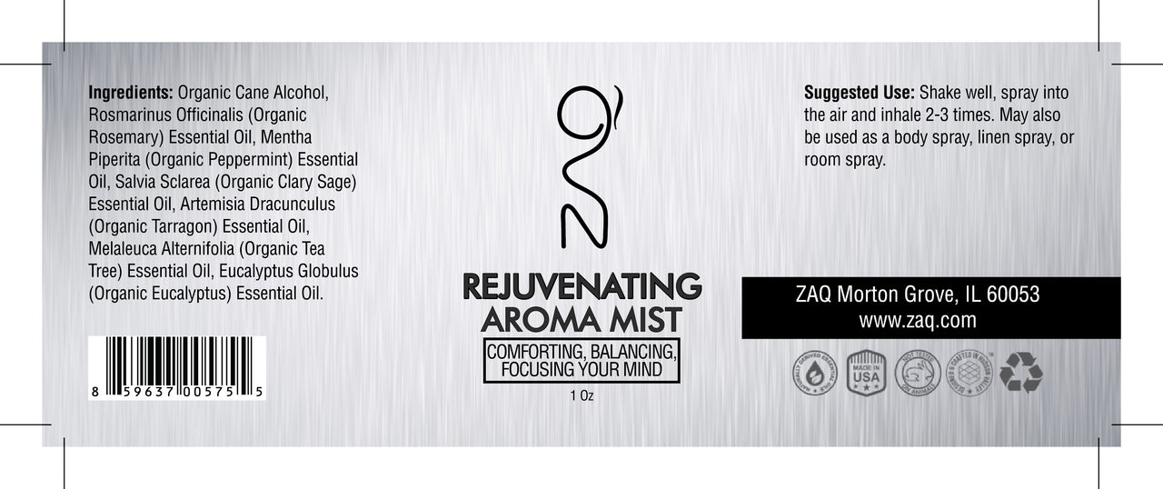 ZAQ Rejuvenating Aroma Essential Oil Mist 1OZ - Comforting, Balancing, Focusing your mind - Popularelectronics.com