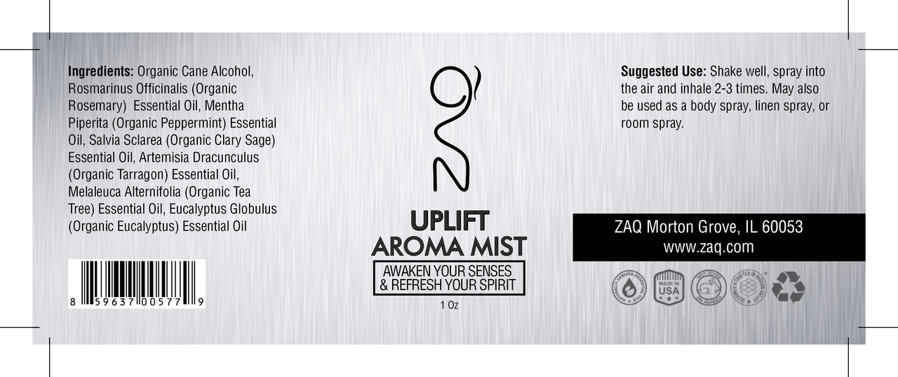 ZAQ Uplift Aroma Essential Oil Mist 1OZ - Awaken your senses and refresh your spirit - Popularelectronics.com