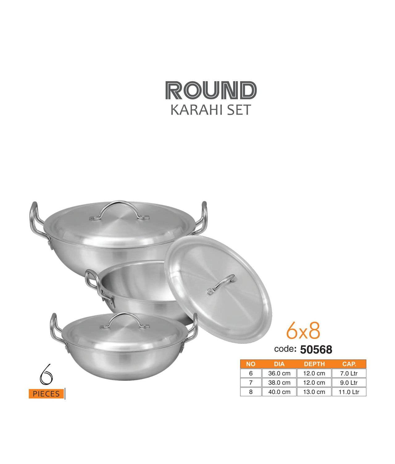 Sonex Metal Finish Round Karahi Set Pots