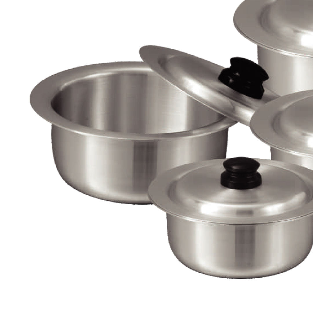 Sonex Aluminium Metal Finish Global Cooking Pot Set with Lids 6pc Set - 2.5, 3.5, 5, 6.5, 9, 11  liters