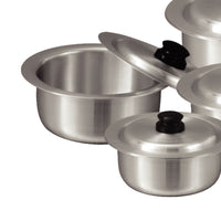 Thumbnail for Sonex Aluminium Metal Finish Global Cooking Pot Set with Lids 6pc Set - 2.5, 3.5, 5, 6.5, 9, 11  liters