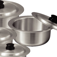 Thumbnail for Sonex Aluminium Metal Finish Global Cooking Pot Set with Lids 6pc Set - 2.5, 3.5, 5, 6.5, 9, 11  liters