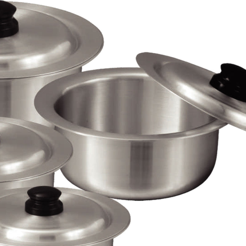 Sonex Aluminium Metal Finish Global Cooking Pot Set with Lids 6pc Set - 2.5, 3.5, 5, 6.5, 9, 11  liters