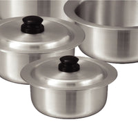 Thumbnail for Sonex Aluminium Metal Finish Global Cooking Pot Set with Lids 6pc Set - 2.5, 3.5, 5, 6.5, 9, 11  liters