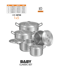 Thumbnail for Sonex Baby Classic Aluminium Metal Finish Set Cooking Pots w/ Lids - 1 X 5 - 50740