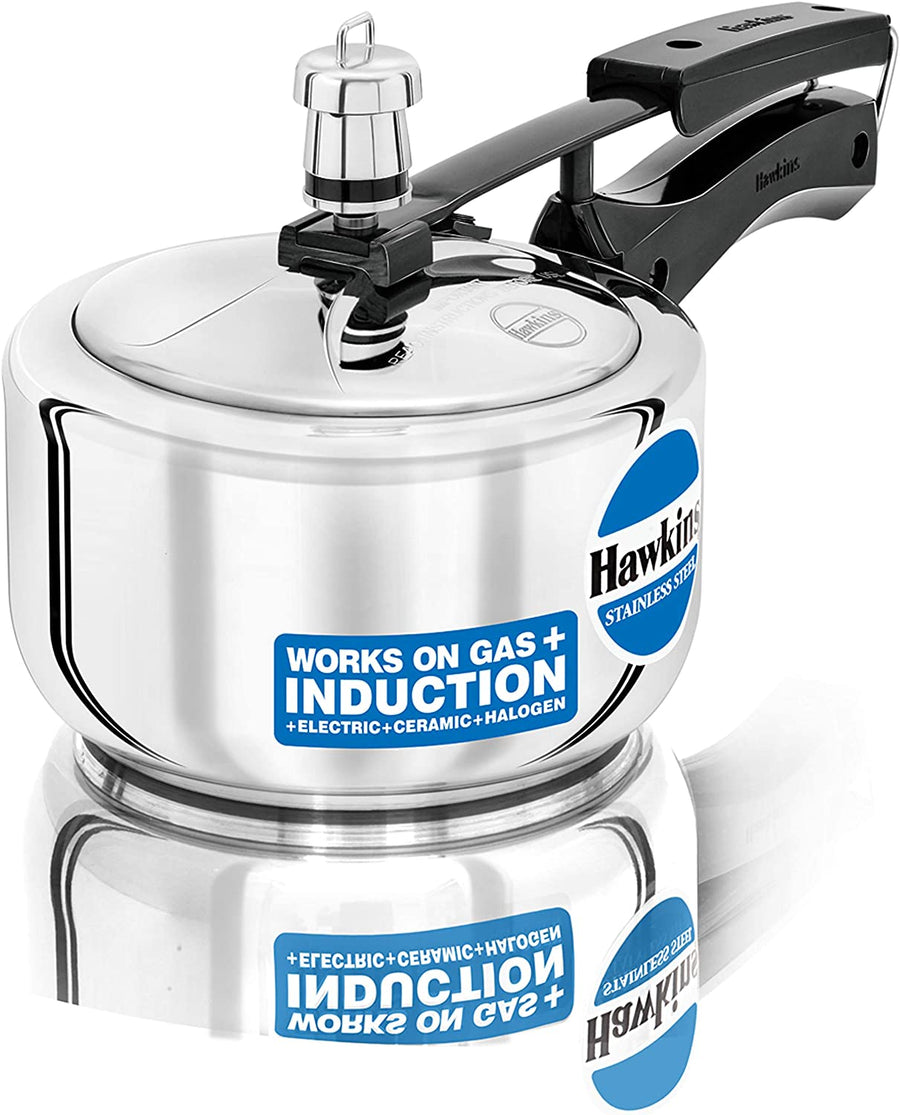 Hawkins 1.5 Liter Stainless Steel Pressure Cooker (Gas + Induction + Electric)