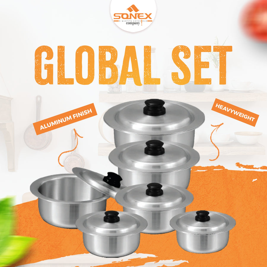 Sonex Baby Classic Aluminium Metal Finish Set Cooking Pots w/ Lids - 1 X 5 - 50740
