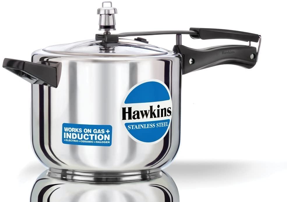 Hawkins 5-Liter Stainless Steel Pressure Cooker (Gas + Induction + Electric)