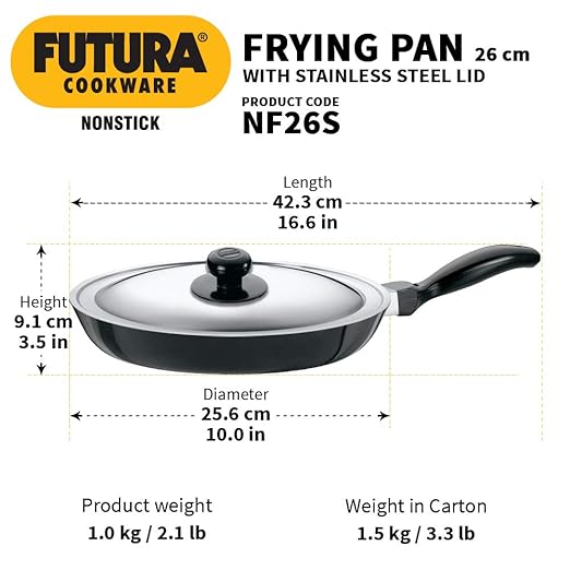 Futura 10-Inch Non-Stick Fry Pan with Lid – 1.5L Stainless Steel Cooking Pan (NF26S)