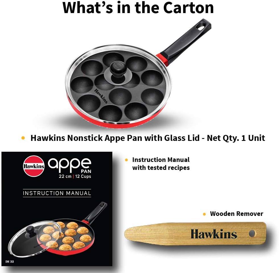 Shop the Hawkins Nonstick Appe Pan with Glass Lid - 12 Cups, 22 cm Diameter (Black)
