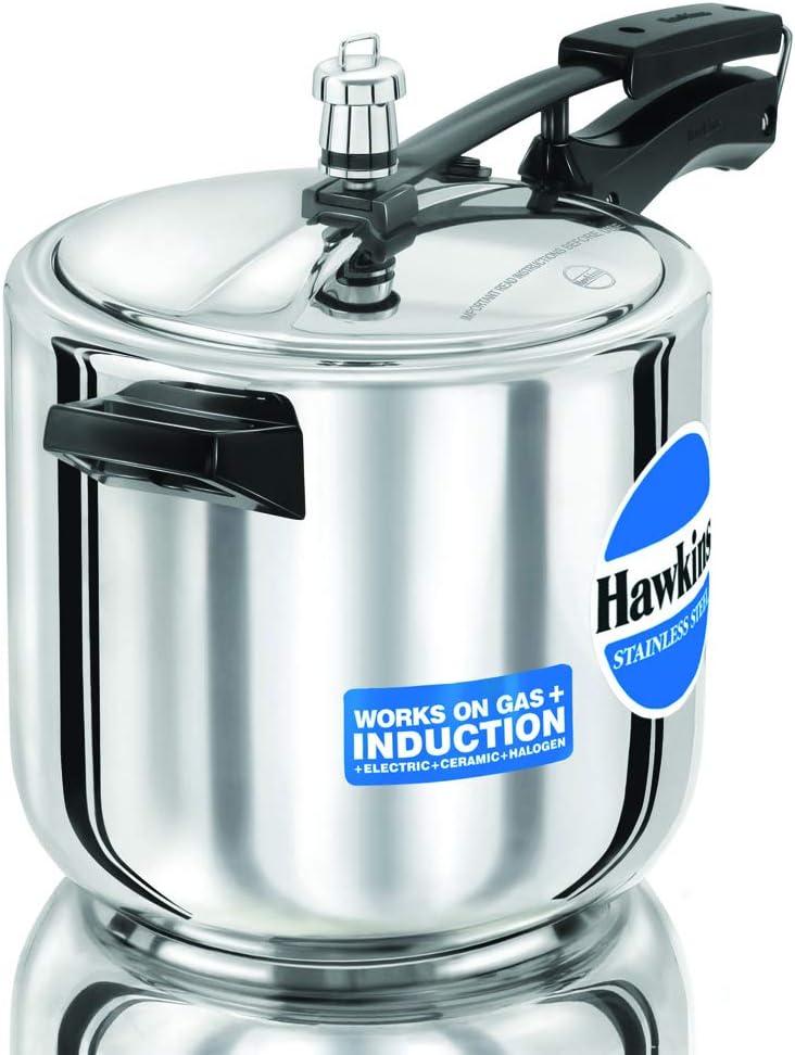 Hawkins 6-Liter Stainless Steel Pressure Cooker (Gas + Induction + Electric)