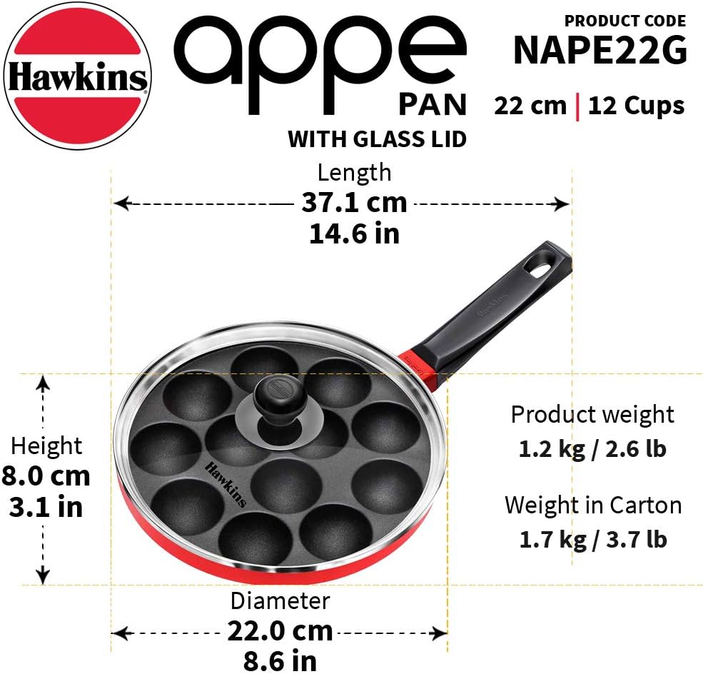 Shop the Hawkins Nonstick Appe Pan with Glass Lid - 12 Cups, 22 cm Diameter (Black)