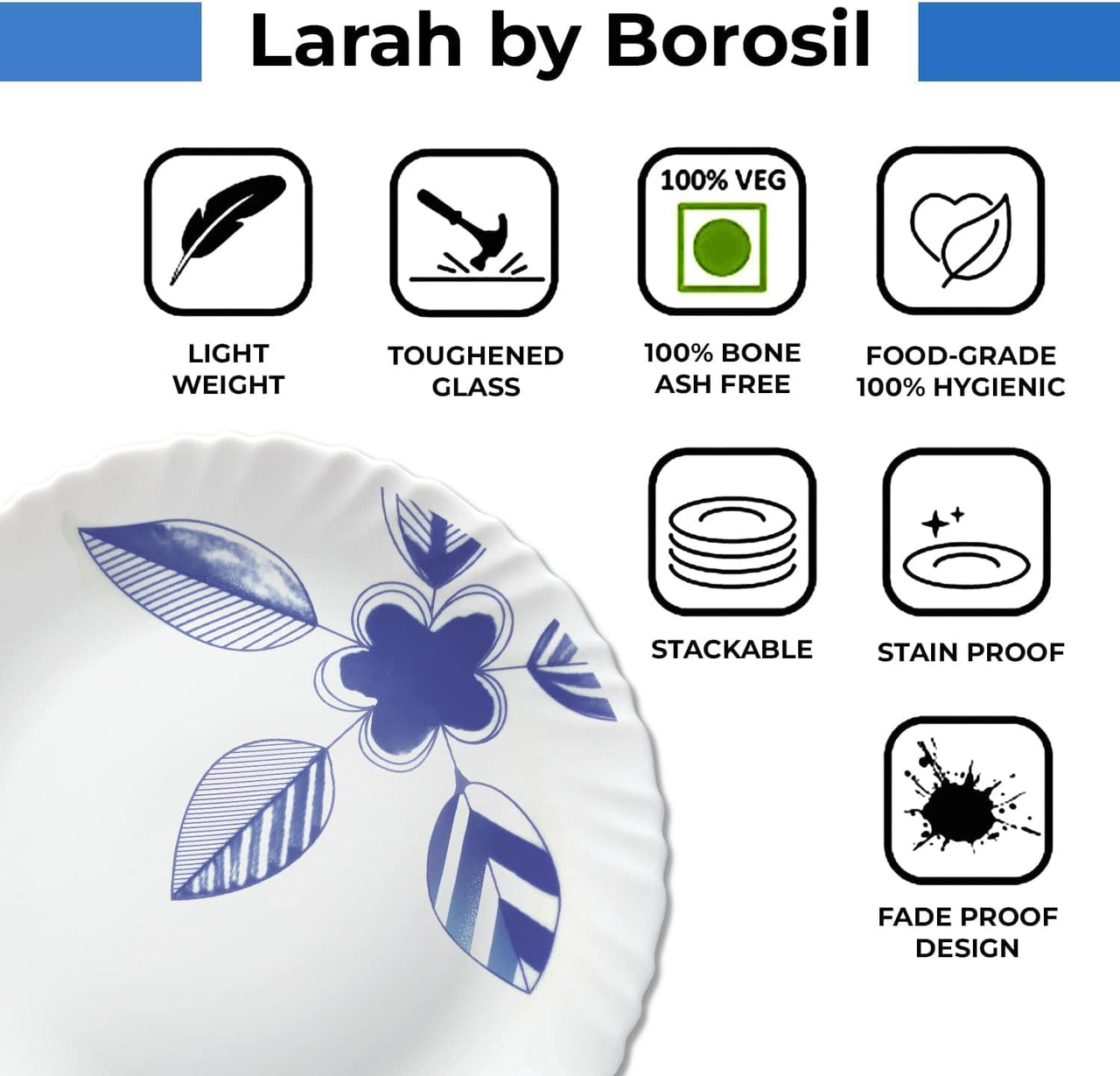 Borosil Gourmet Dinnerware Set Dinner Plates and Bowls Sets