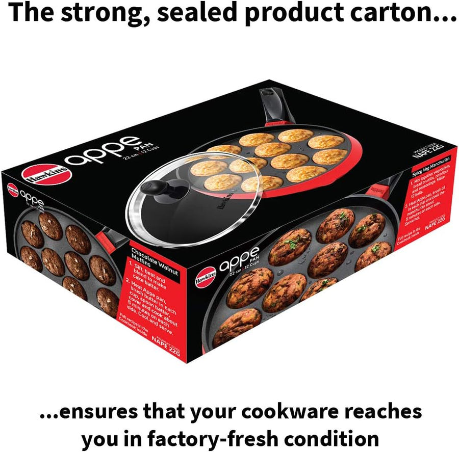 Shop the Hawkins Nonstick Appe Pan with Glass Lid - 12 Cups, 22 cm Diameter (Black)