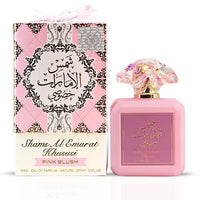 Thumbnail for Shams Al Emarat Khususi Pink Blush perfume bottle and packaging on a white background