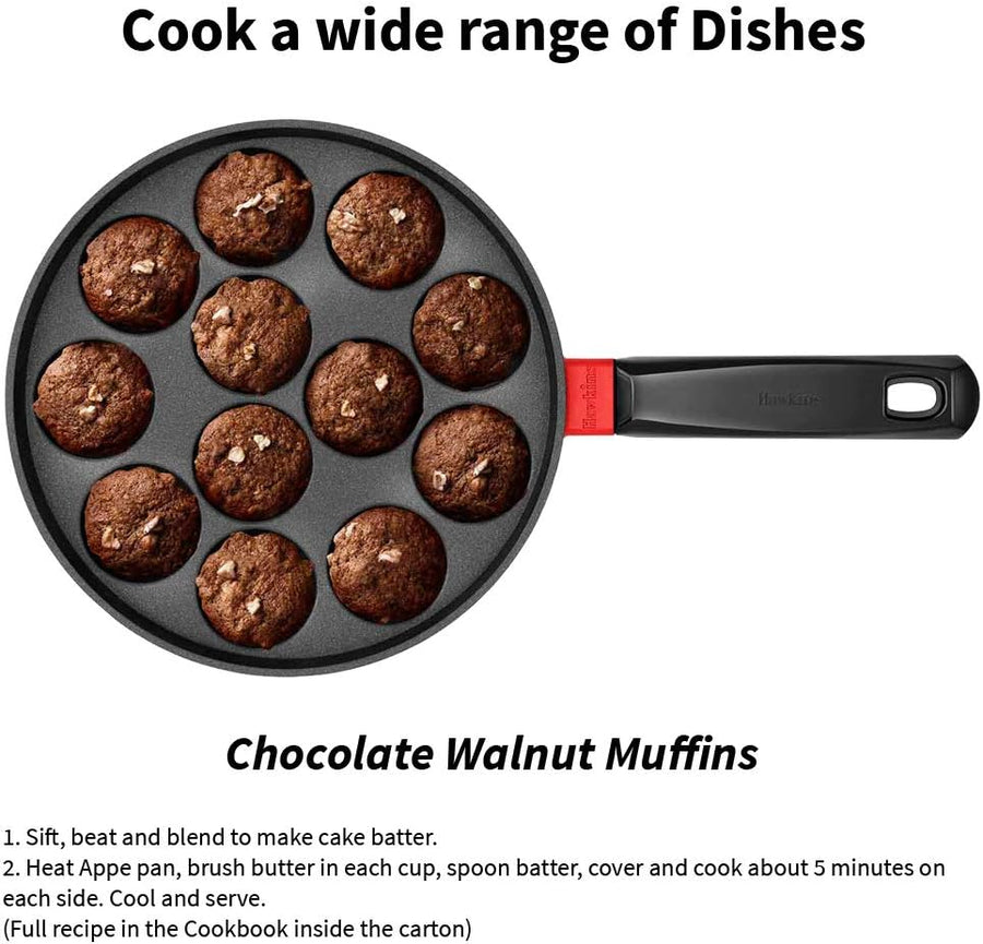 Shop the Hawkins Nonstick Appe Pan with Glass Lid - 12 Cups, 22 cm Diameter (Black)