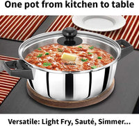 Thumbnail for Premium 3L Induction Cook n Serve Casserole with Glass Lid - Stainless Steel Black Saucepan for Cooking and Serving | Hawkins SCCB30G