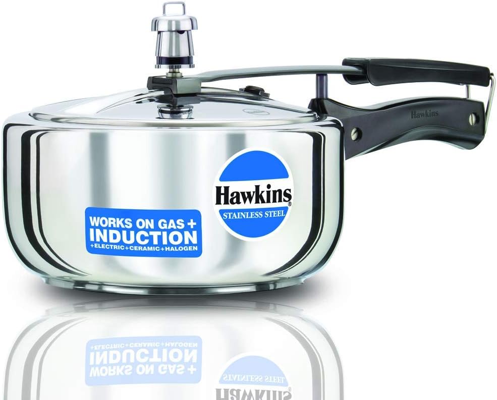 Hawkins 3-Liter wide Stainless Steel Pressure Cooker (Gas + Induction + Electric)