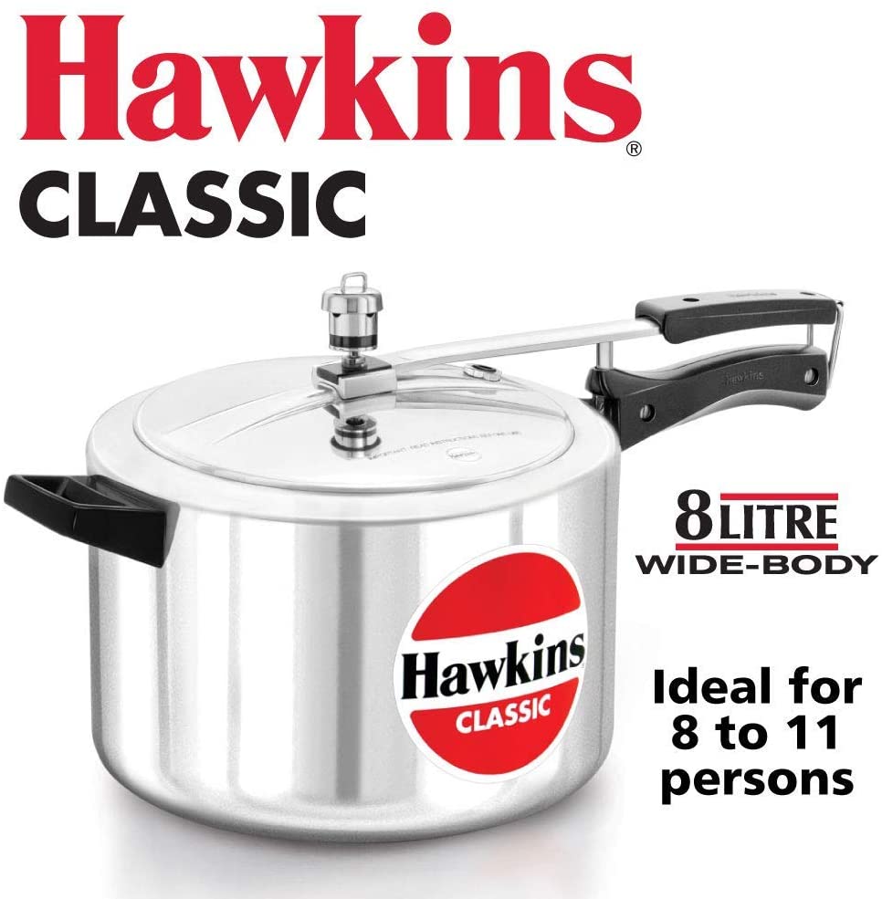 HAWKIN Classic 8-Liter Wide Body Aluminum Pressure Cooker