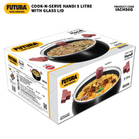 Thumbnail for Futura 5L Biryani Handi Stock Pot Non-Stick Cook n Serve Pan by Hawkins ACH50G