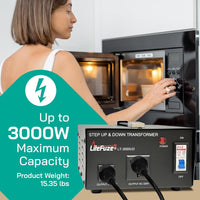 Thumbnail for 3000 Watt Voltage Converter Transformer - Dual Circuit Breaker Protection