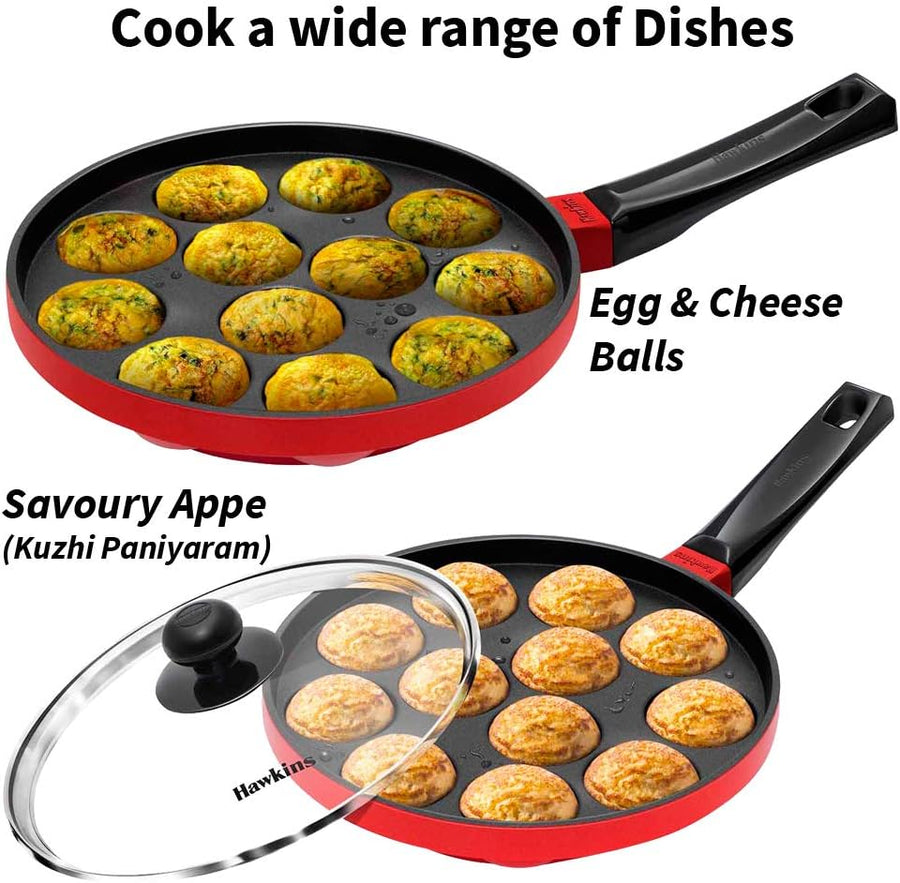 Shop the Hawkins Nonstick Appe Pan with Glass Lid - 12 Cups, 22 cm Diameter (Black)