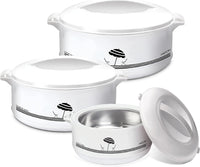 Thumbnail for Milton Treat Hot Pot Insulated Casserole with Stainless Steel Insert, White - 1000/1500/2500 ML - 3PC Set