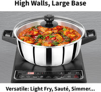 Thumbnail for Premium 3L Induction Cook n Serve Casserole with Glass Lid - Stainless Steel Black Saucepan for Cooking and Serving | Hawkins SCCB30G
