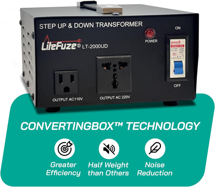 2000 Watt Voltage Converter Transformer - Dual Circuit Breaker Protection