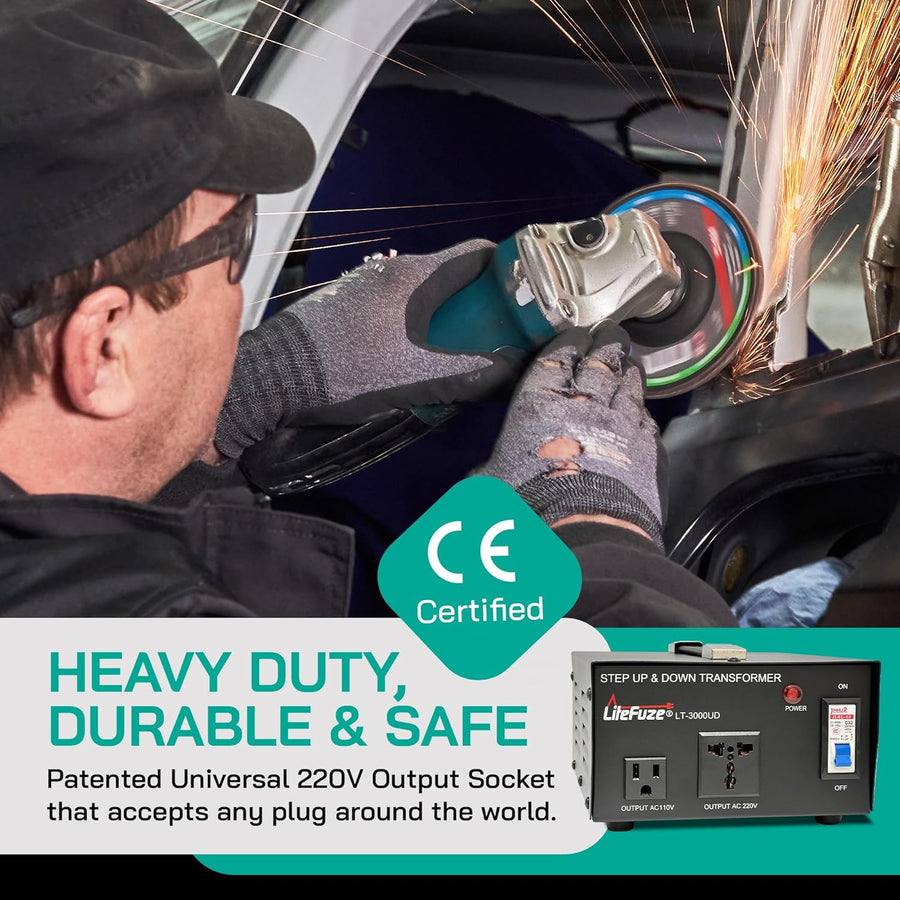 3000 Watt Voltage Converter Transformer - Dual Circuit Breaker Protection