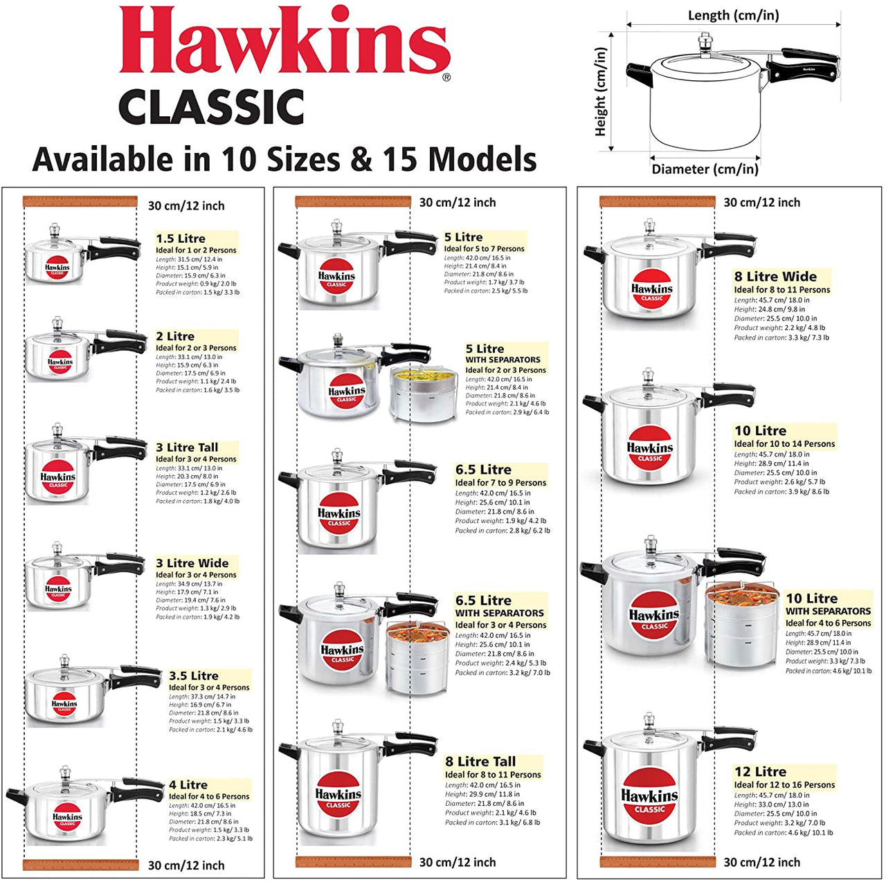 HAWKIN Classic 3-Liter Wide Mouth Aluminum Pressure Cooker