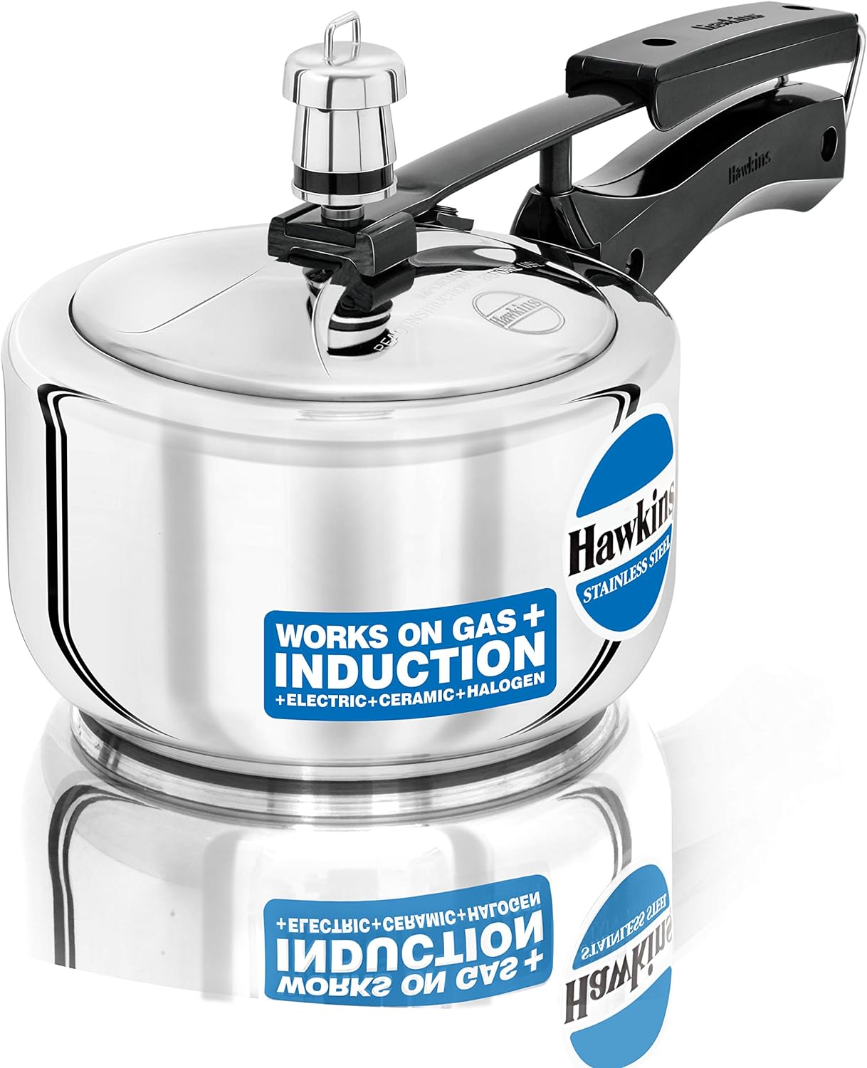 Hawkins 2 Liter Stainless Steel Pressure Cooker (Gas + Induction + Electric)