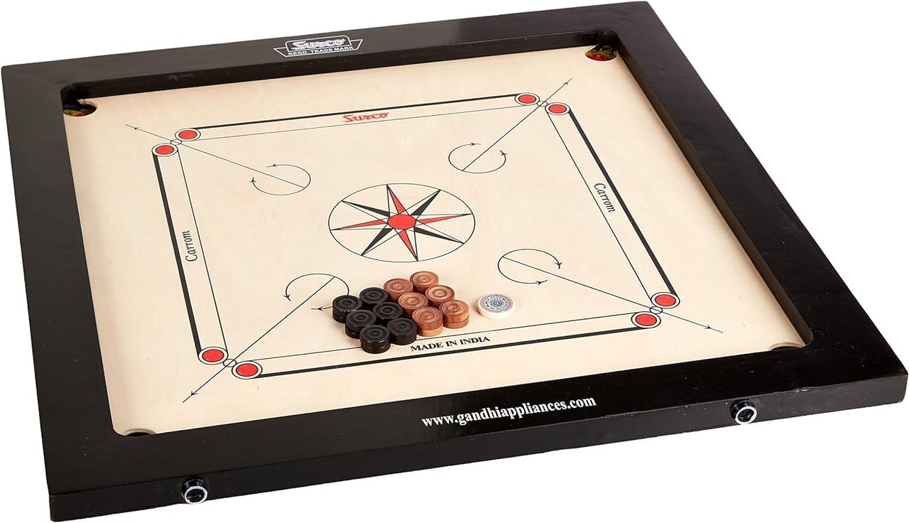 Surco Prime Speedo Carrom Board with Coins and Striker, 16mm