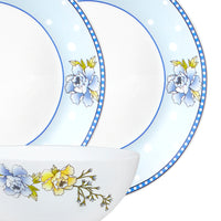 Thumbnail for Larah by Borosil Sapphire Kohinoor Series Opalware Dinner Set | 19 Pcs for Family of 6 | Microwave & Dishwasher Safe | Bone-Ash Free | Crockery Set for Dining & Gifting | Plates & Bowls | White