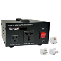 Thumbnail for 2000 Watt Best International Power Voltage Converter Transformer - Step Up/Down - 110V/220V - With Worldwide UK/US/AU/EU European Plug Adapter - 2 Outlets