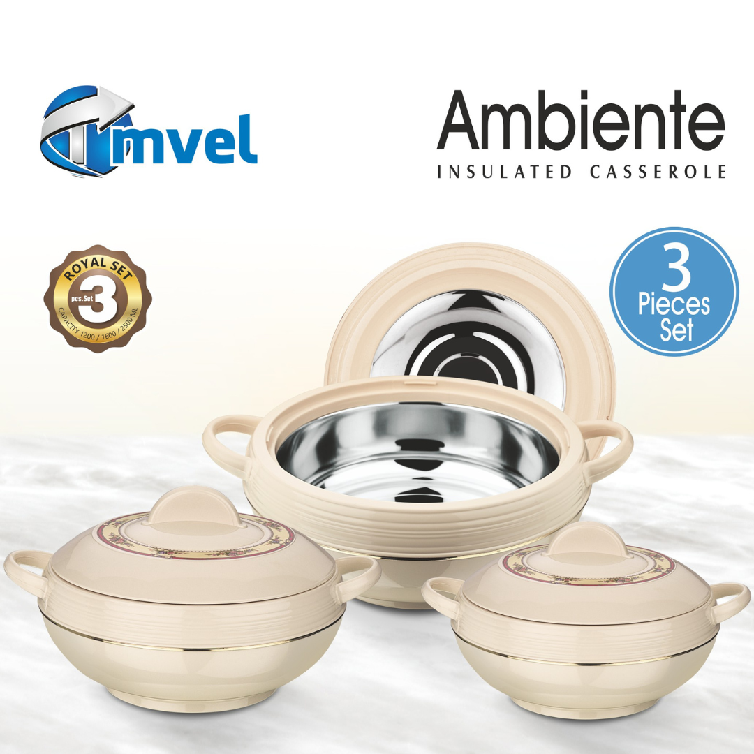 Tmvel Ambiente Insulated Casserole Hot Pot Casserole, 1.2 1.6 And 2.5 Litre