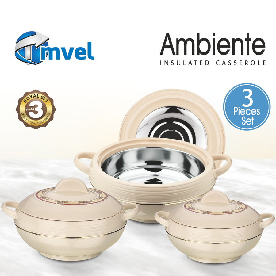 Tmvel Crescent Insulated Casserole Hot Pot - Insulated Serving Bowl With  Lid - Food Warmer - 3 pcs Set 2.5 L / 3.5 L / 5 L
