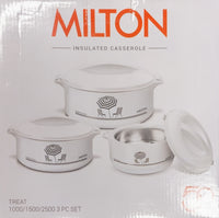 Thumbnail for Milton Treat Hot Pot Insulated Casserole with Stainless Steel Insert, White - 1000/1500/2500 ML - 3PC Set