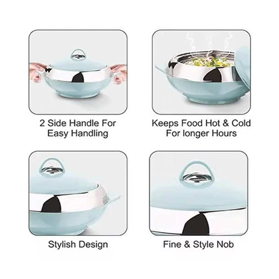 Tmvel Crescent Insulated Casserole Hot Pot - Insulated Serving Bowl With  Lid - Food Warmer - 3 pcs Set 2.5 L / 3.5 L / 5 L