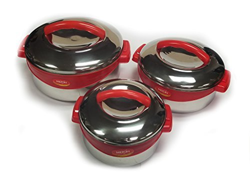 Milton Regent Hot Pot 3 piece Insulated Casserole Gift Set Keep Warm/Cold Up, Full Stainless Steel Red - Popularelectronics.com