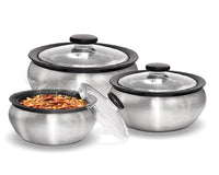 Thumbnail for Milton 600/1500/2000ml 3-Piece Thermo Hot-Pot Insulated Casserole Gift Set, Medium, Steel