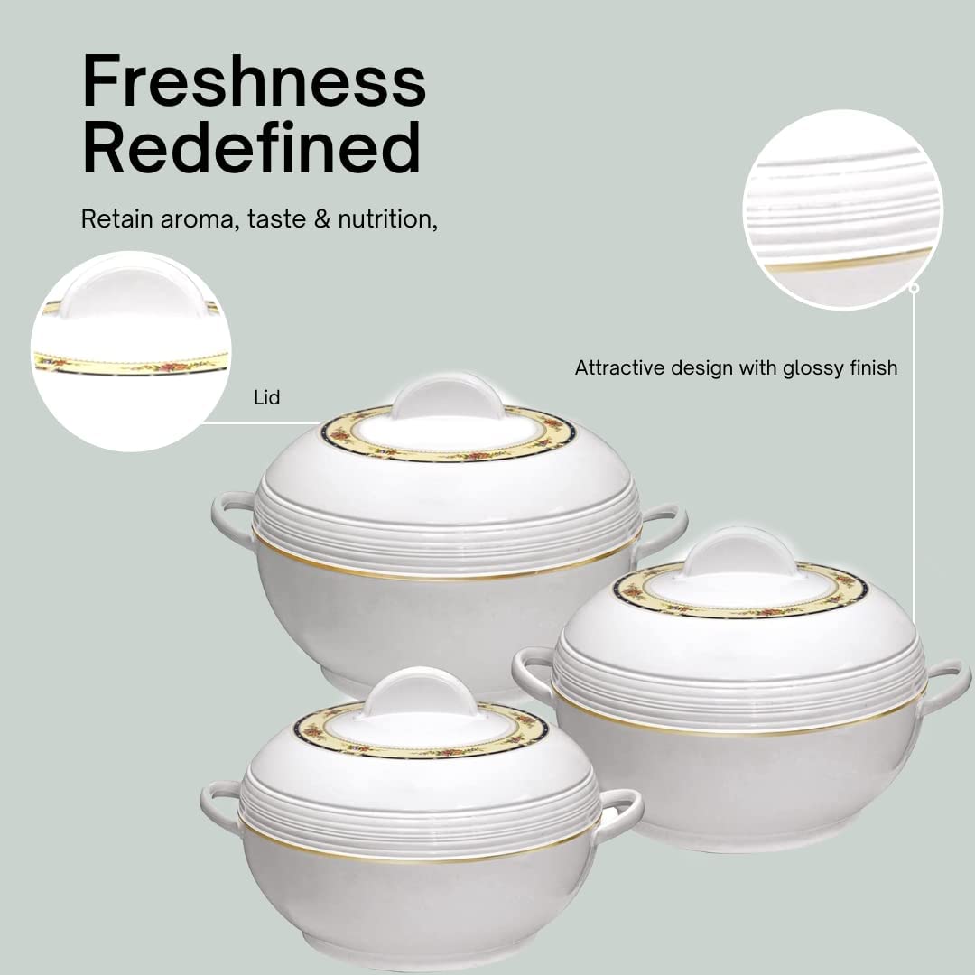 Tmvel Ambient Insulated Casserole Hot Pot Set: Keep Food Warm for Hours - 3 Pieces (1.6L, 2.5L, 3.5L)